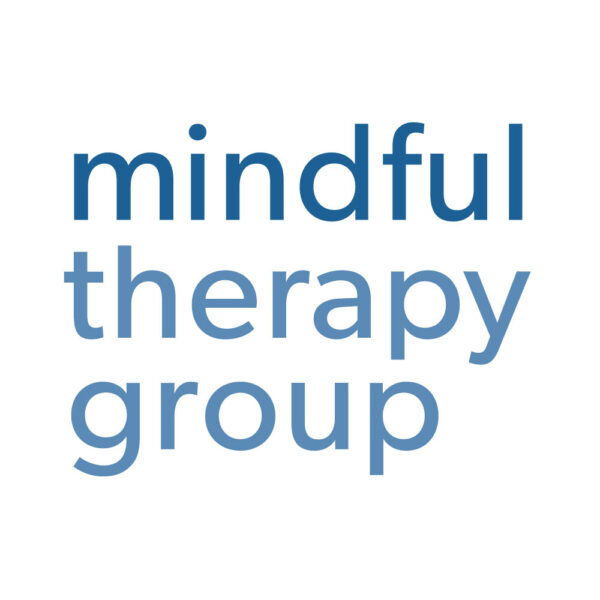 Mindful therapy group stacked typographic logo white background