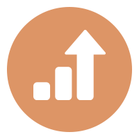 Icon of a bar chart with an up arrow