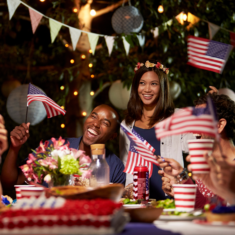 A group of friends celebrating the Fourth of July