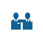 Icon of two people with an arm around the others shoulder